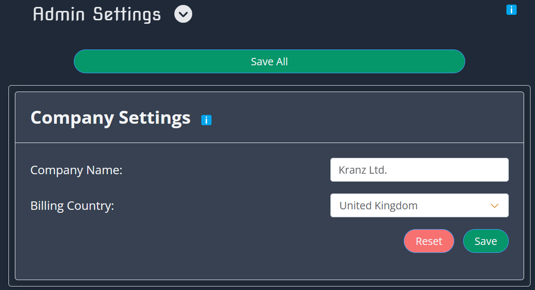 Admin - General Settings