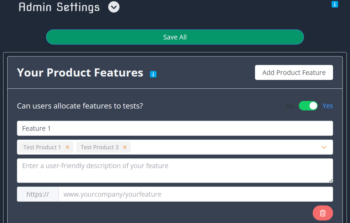 Admin - Product Features