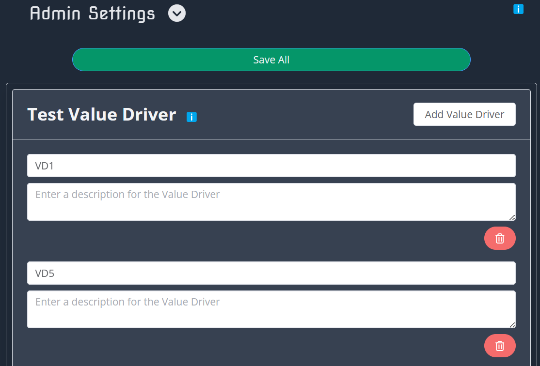 Admin - Value Drivers